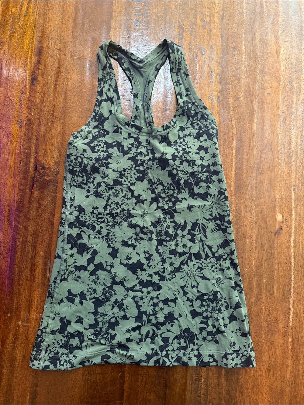 lululemon athletica Olive and Black Floral Racerback Tank NEW
